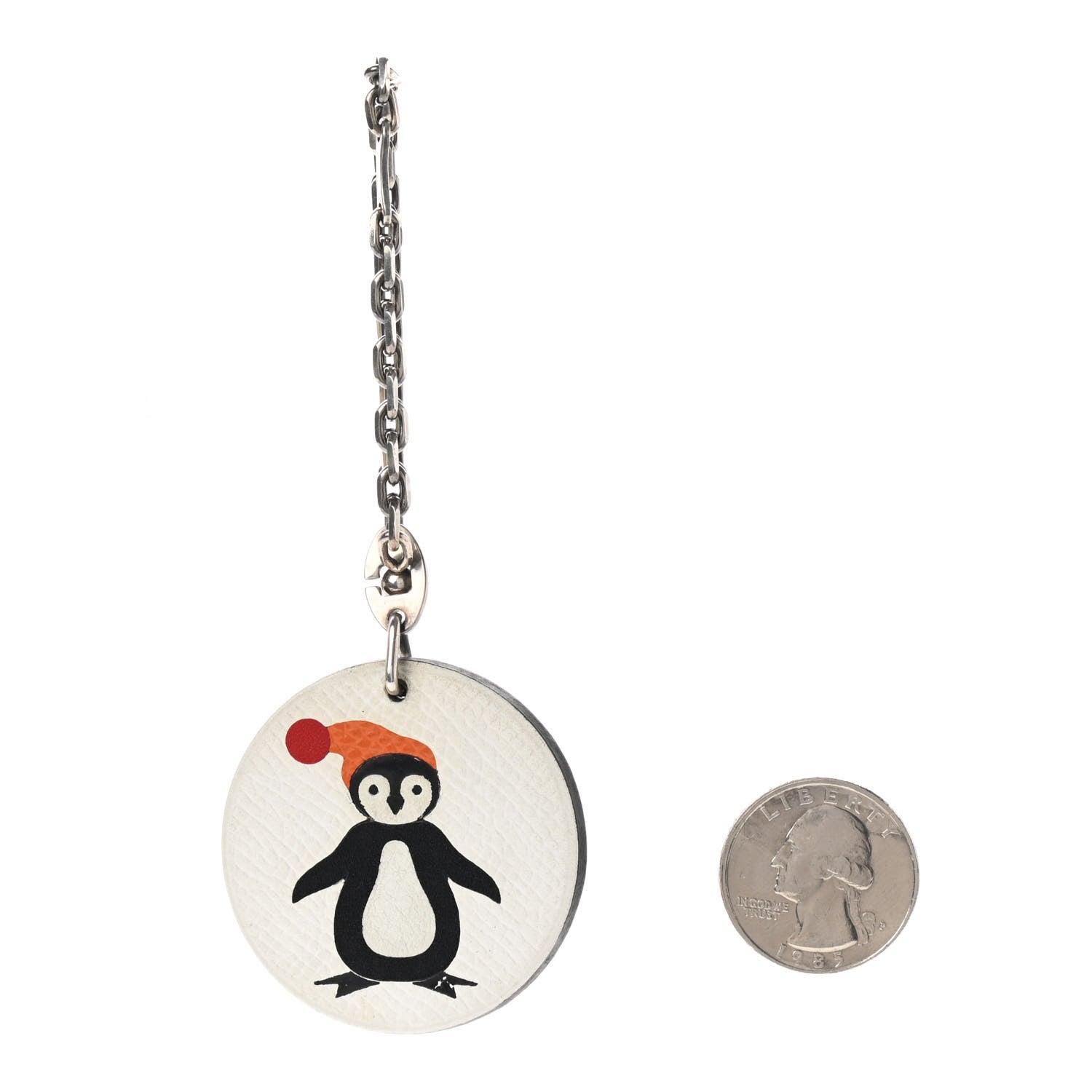 Hermes Epsom Penguin Key Chain Bag Charm White 2 of 3