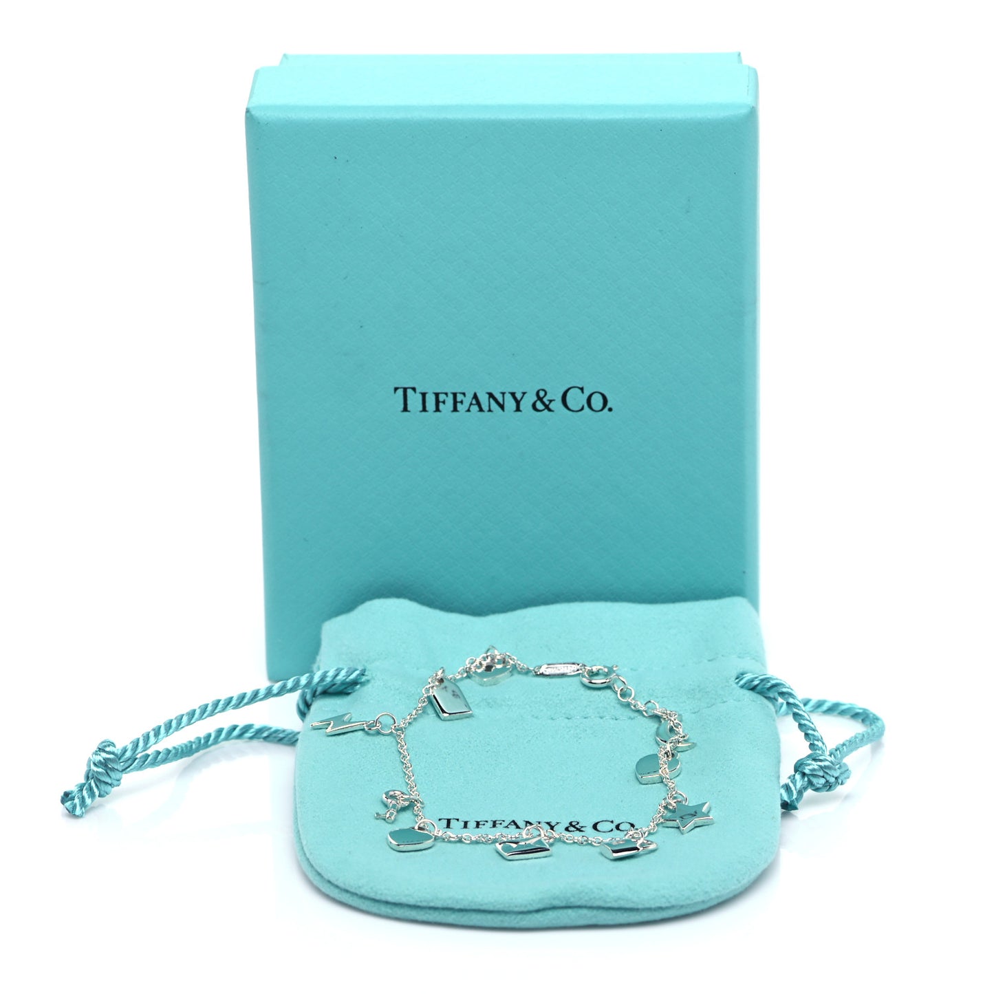 Sterling Silver Enamel Love Notes Charm Bracelet Blue