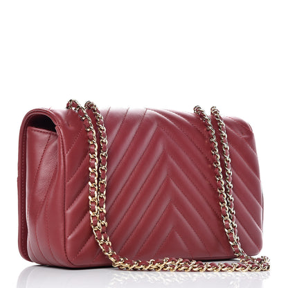 Chanel Calfskin Chevron Quilted Statement Flap Red 3 of 10