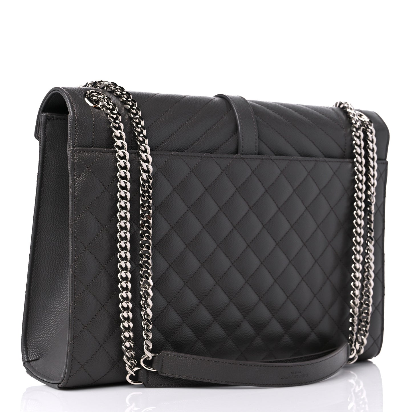 Grain De Poudre Textured Mixed Matelasse Large Triquilt Monogram Satchel Earth