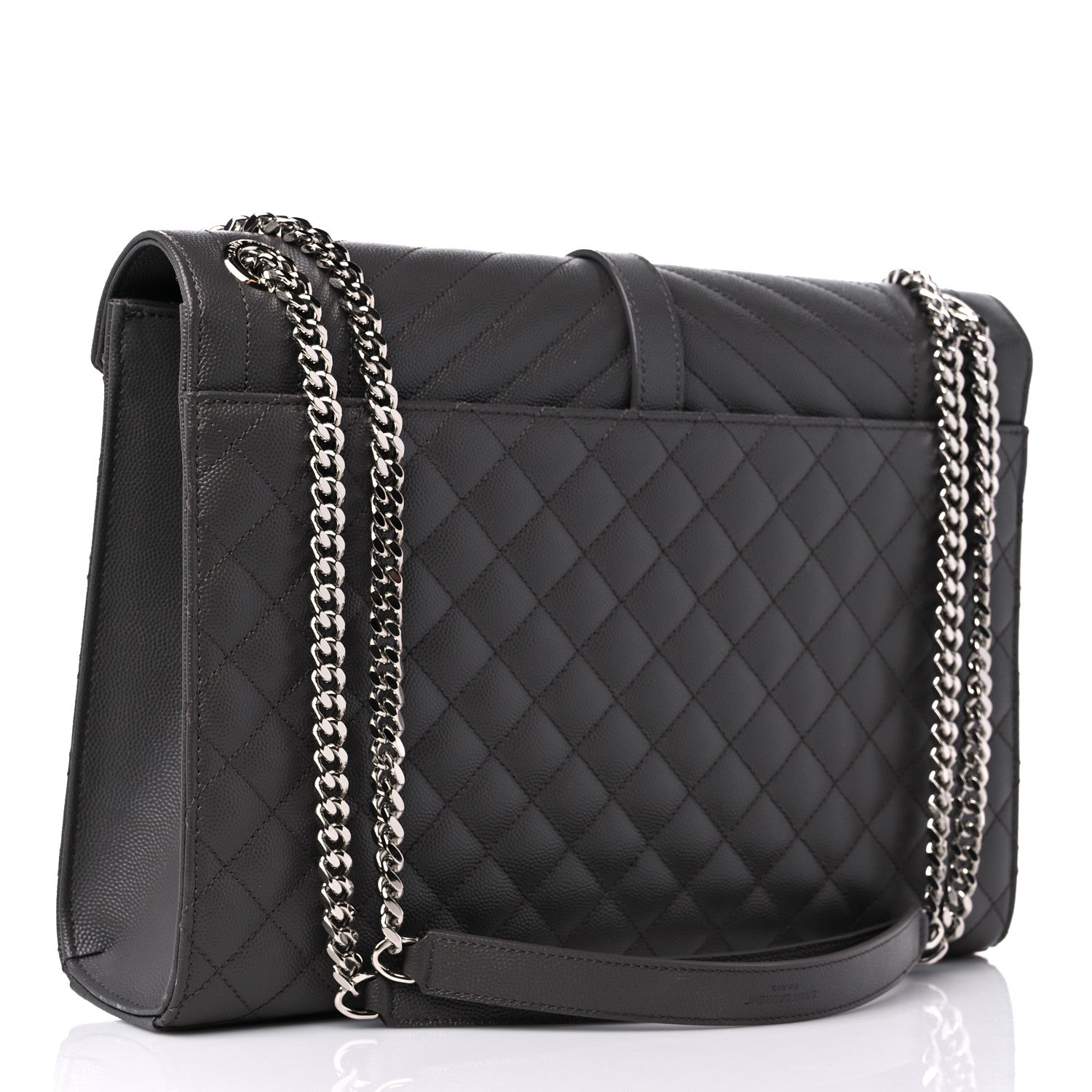 Saint Laurent Grain De Poudre Textured Mixed Matelasse Large Triquilt Monogram Satchel Earth 3 of 13