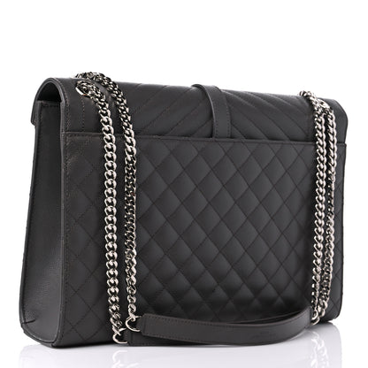 Saint Laurent Grain De Poudre Textured Mixed Matelasse Large Triquilt Monogram Satchel Earth 3 of 13