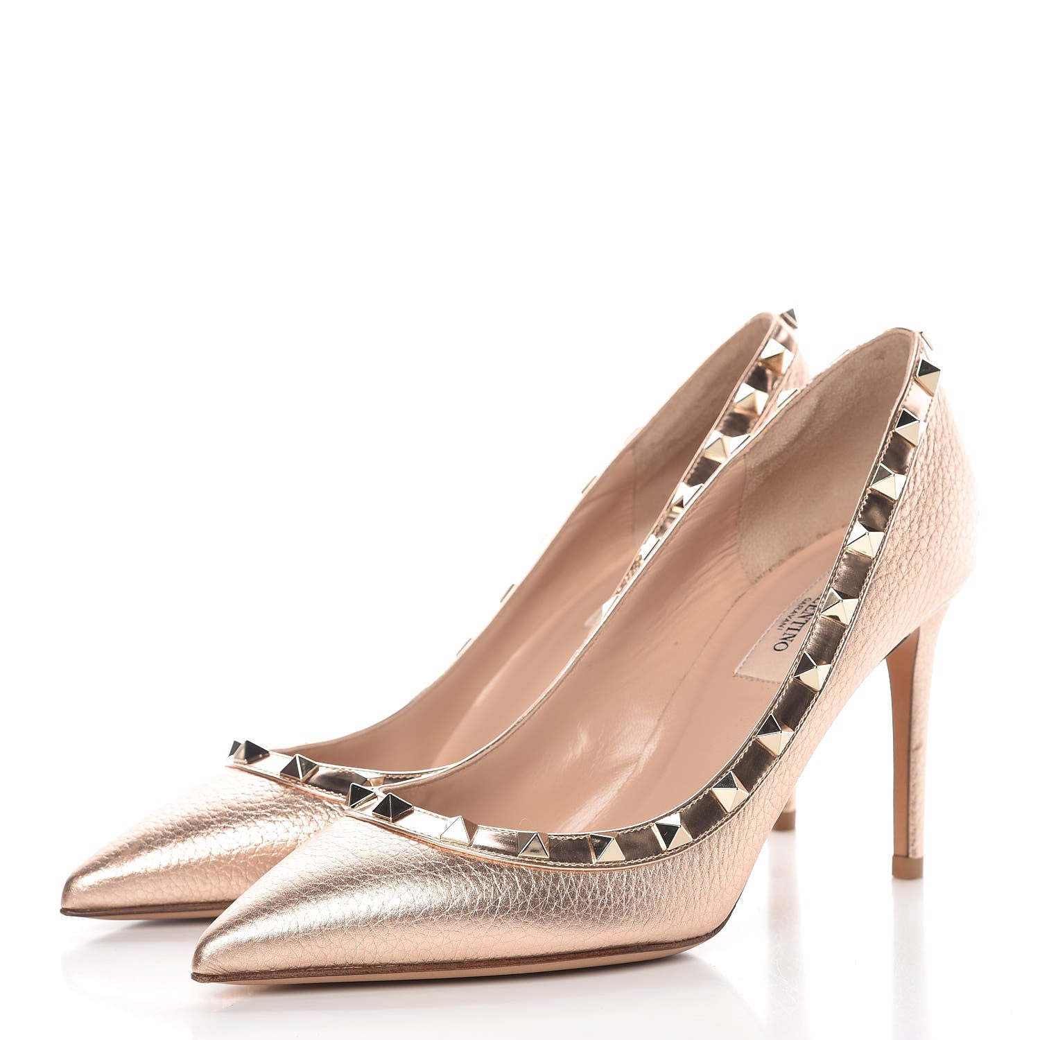 Valentino Garavani Pebbled Calfskin Rockstud 85mm Pumps 38 Rame 3 of 9