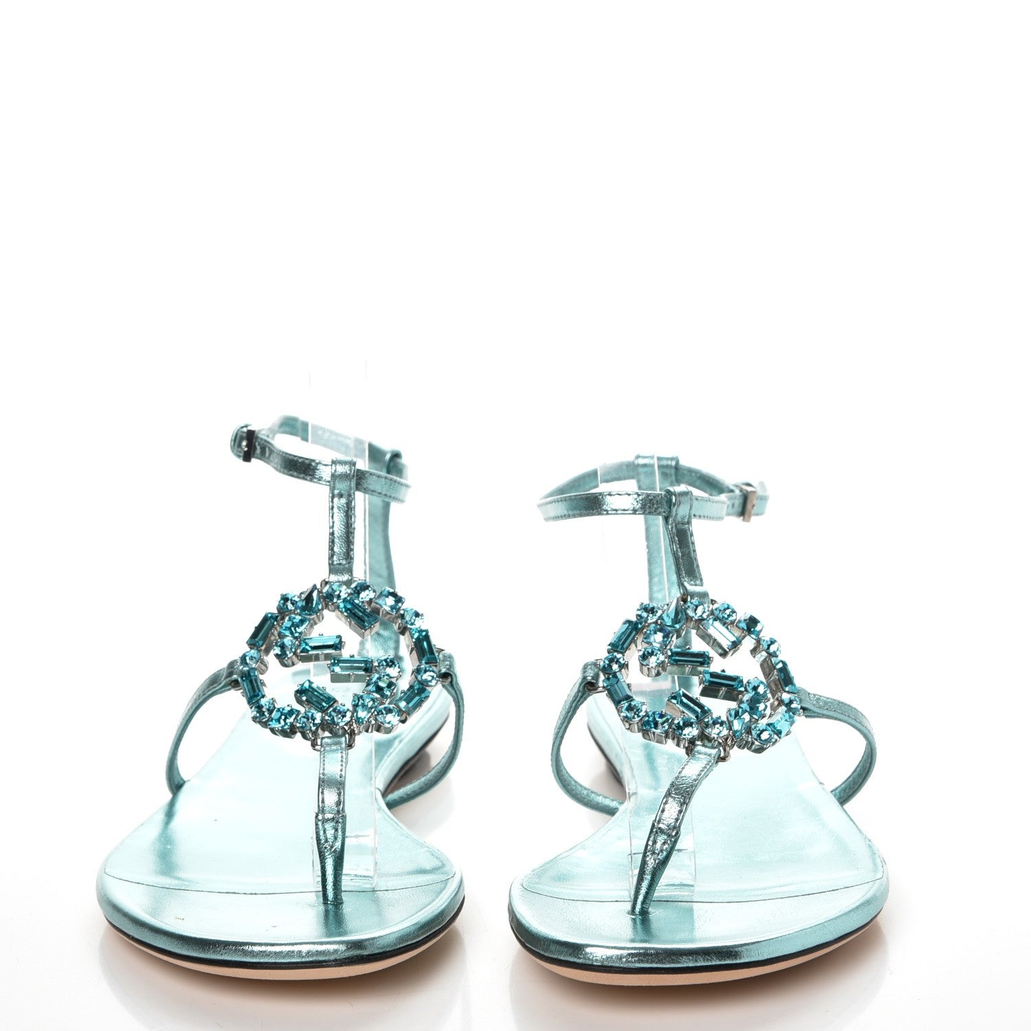 Gucci Nappa Crystal GG Thong Sandals 36 Lago 2 of 9