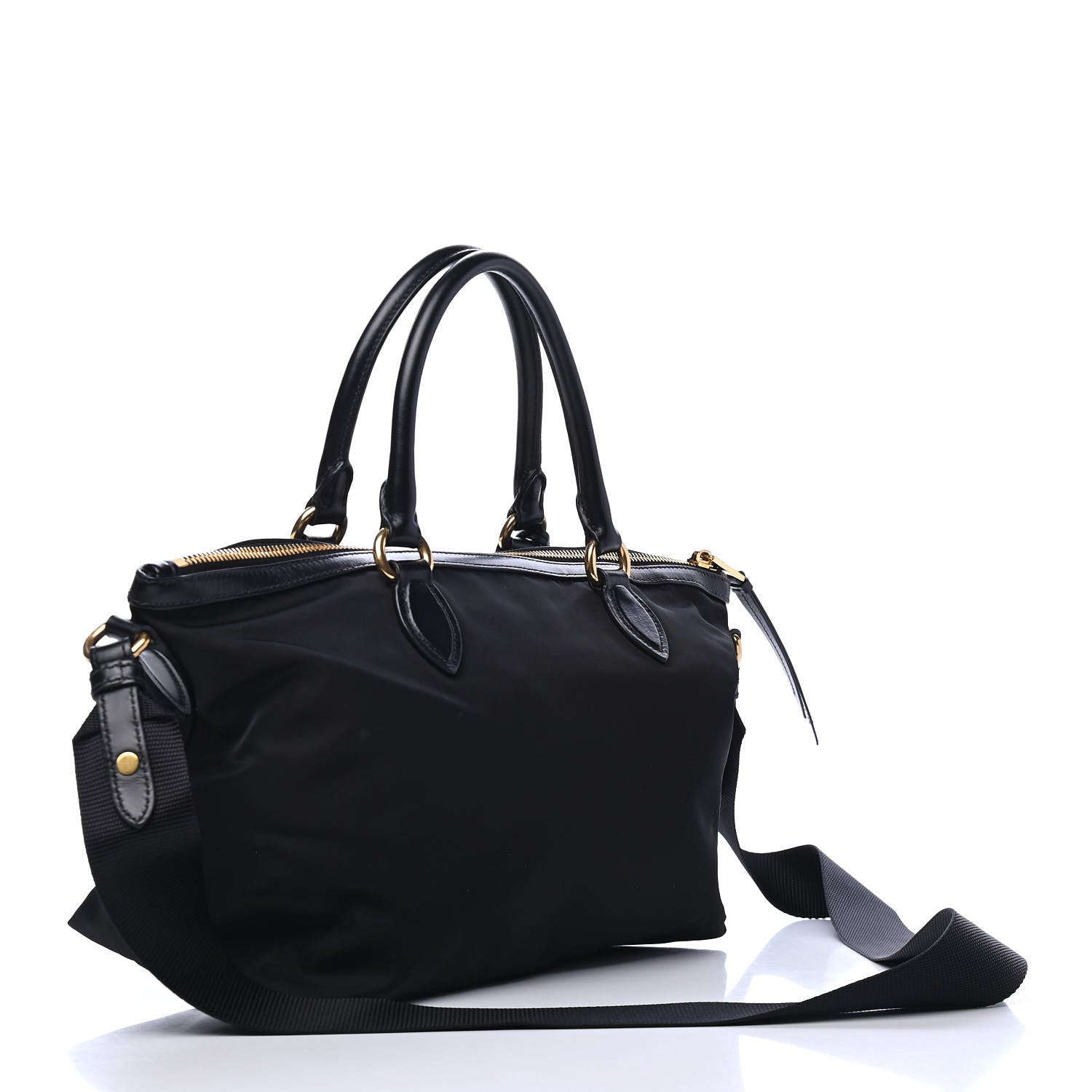 Prada Tessuto Nylon Soft Calf Shopping Tote Black 2 of 4