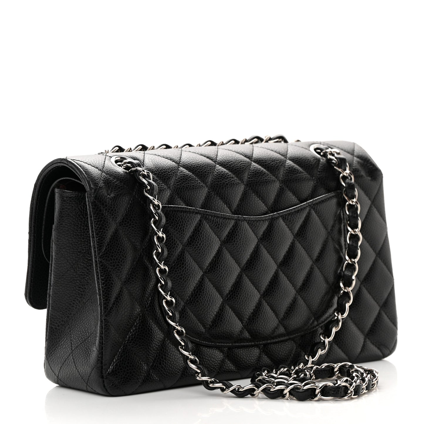 Caviar Quilted Medium Double Flap Black