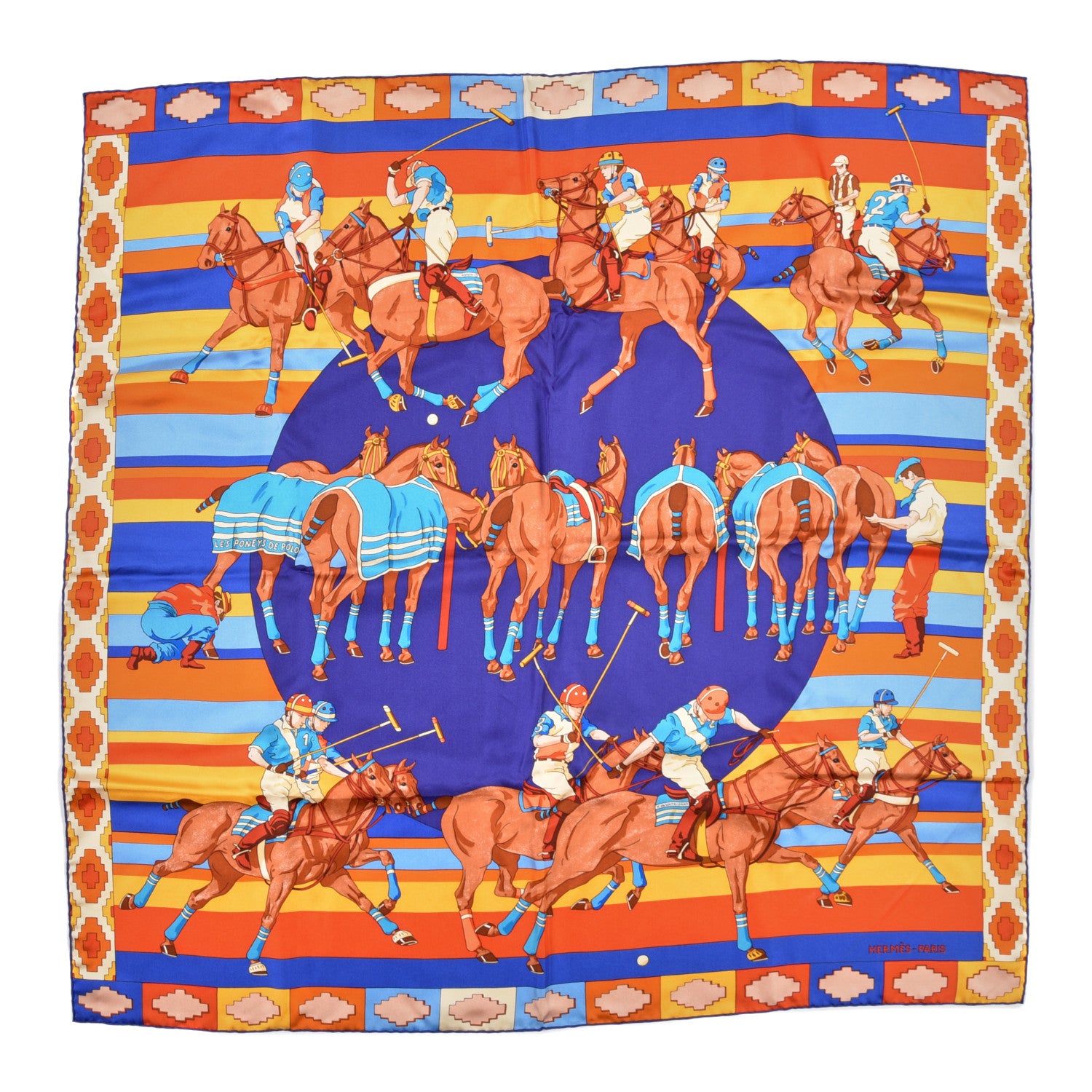 Hermes Silk Les Poneys de Polo Scarf 90 1 of 5