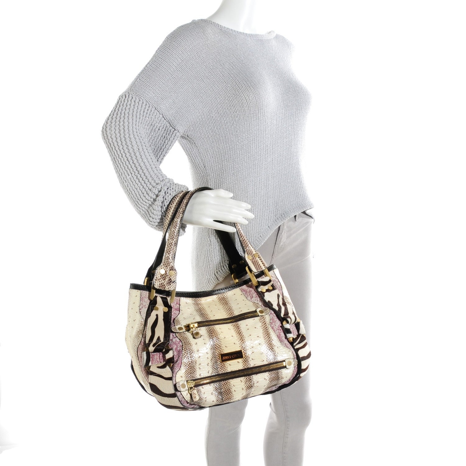 Jimmy Choo Zebra Print Pony Hair Python Suede Mahala 2 of 7