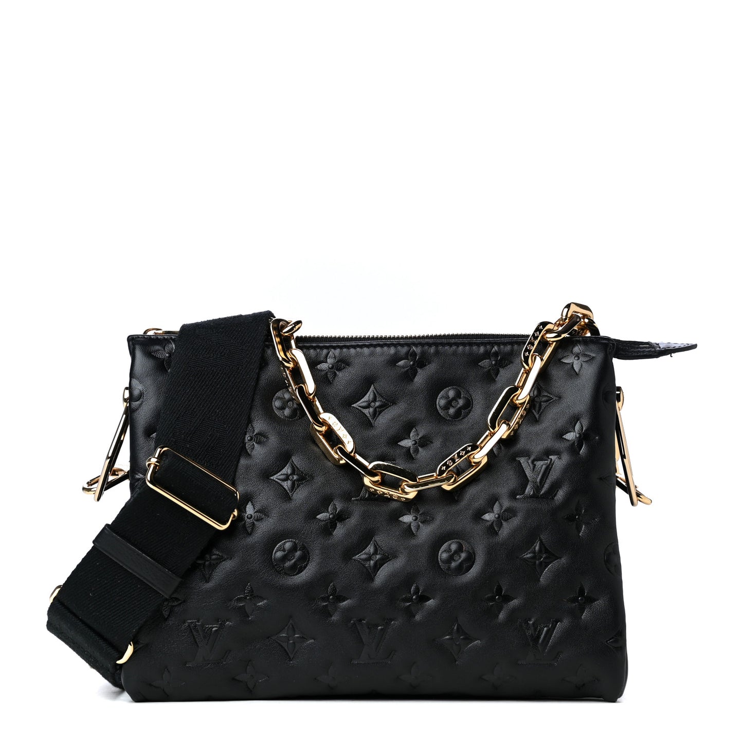 Lambskin Embossed Monogram Coussin PM Black