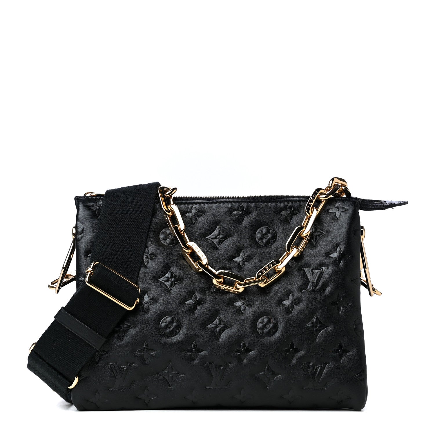 Louis Vuitton Lambskin Embossed Monogram Coussin PM Black 2 of 8
