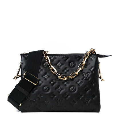 Louis Vuitton Lambskin Embossed Monogram Coussin PM Black 2 of 8