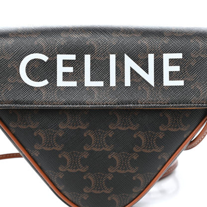 Celine Triomphe Canvas Triangle Crossbody Bag Tan 10 of 11