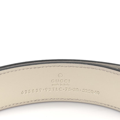 Gucci GG Supreme Monogram Matte Plutone Calfskin Double G 30mm Belt 75 30 Beige Ebony Mystic White 3 of 5