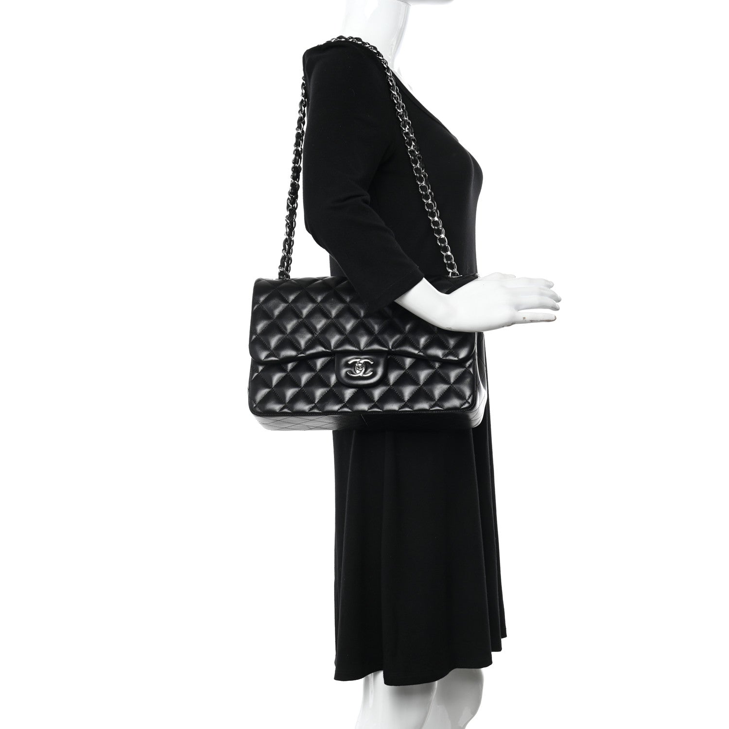 Chanel Lambskin Quilted Jumbo Double Flap Black 2 of 11