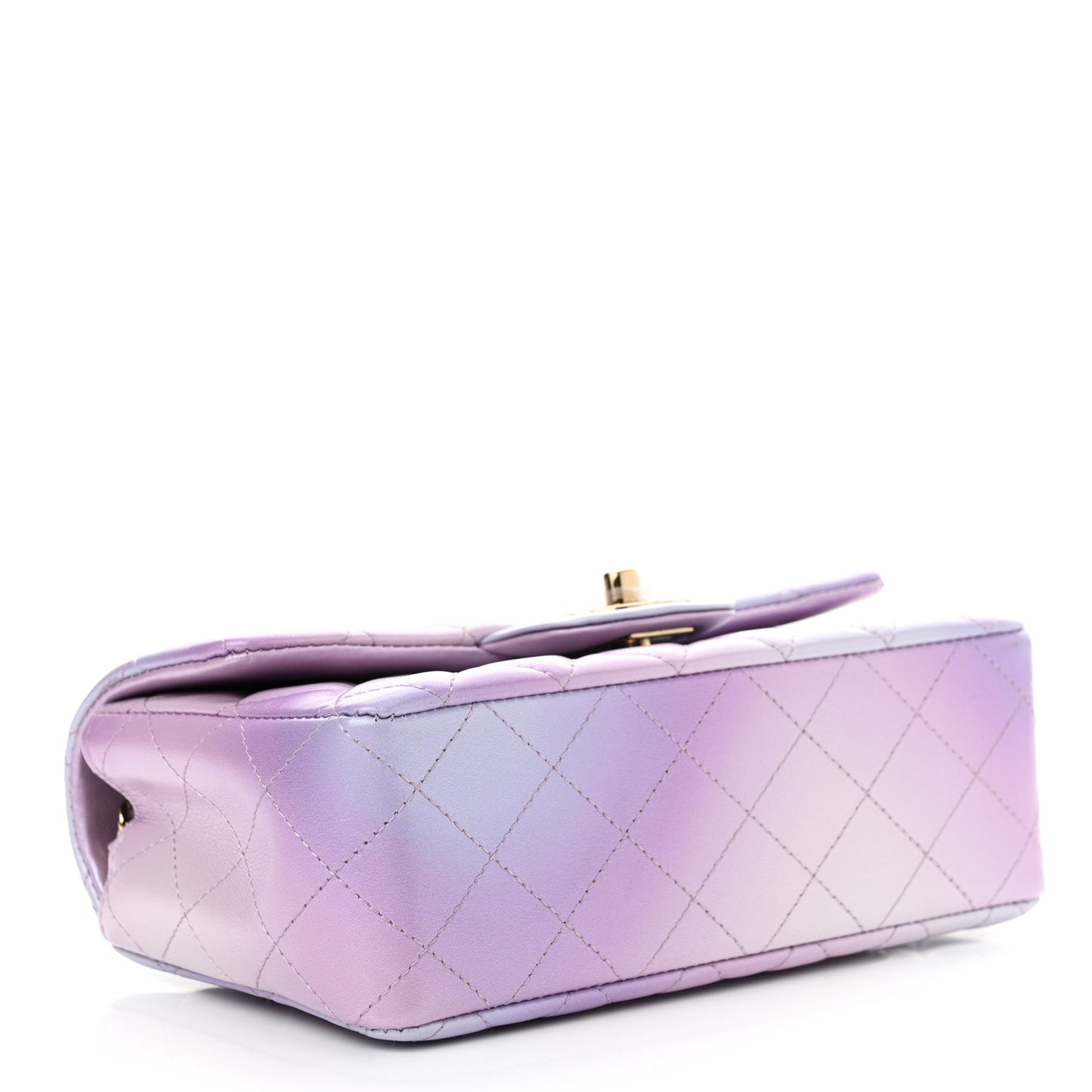 Lambskin Quilted Tie Dye Ombre Mini Rectangular Flap Purple Blue Pink