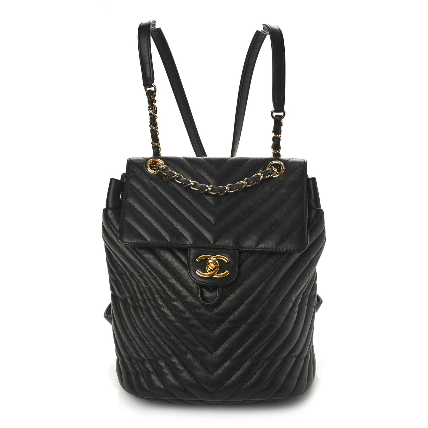 Calfskin Chevron Quilted Small Urban Spirit Backpack Black