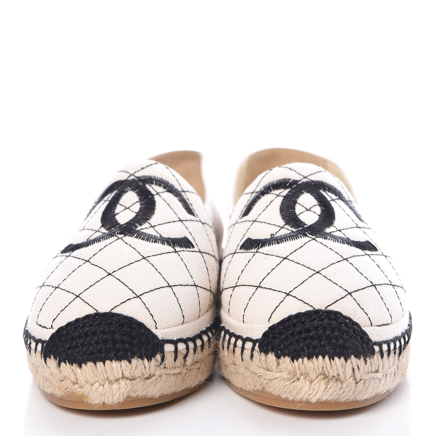 Chanel Fabric Biarritz CC Espadrilles 38 Beige Black 2 of 9
