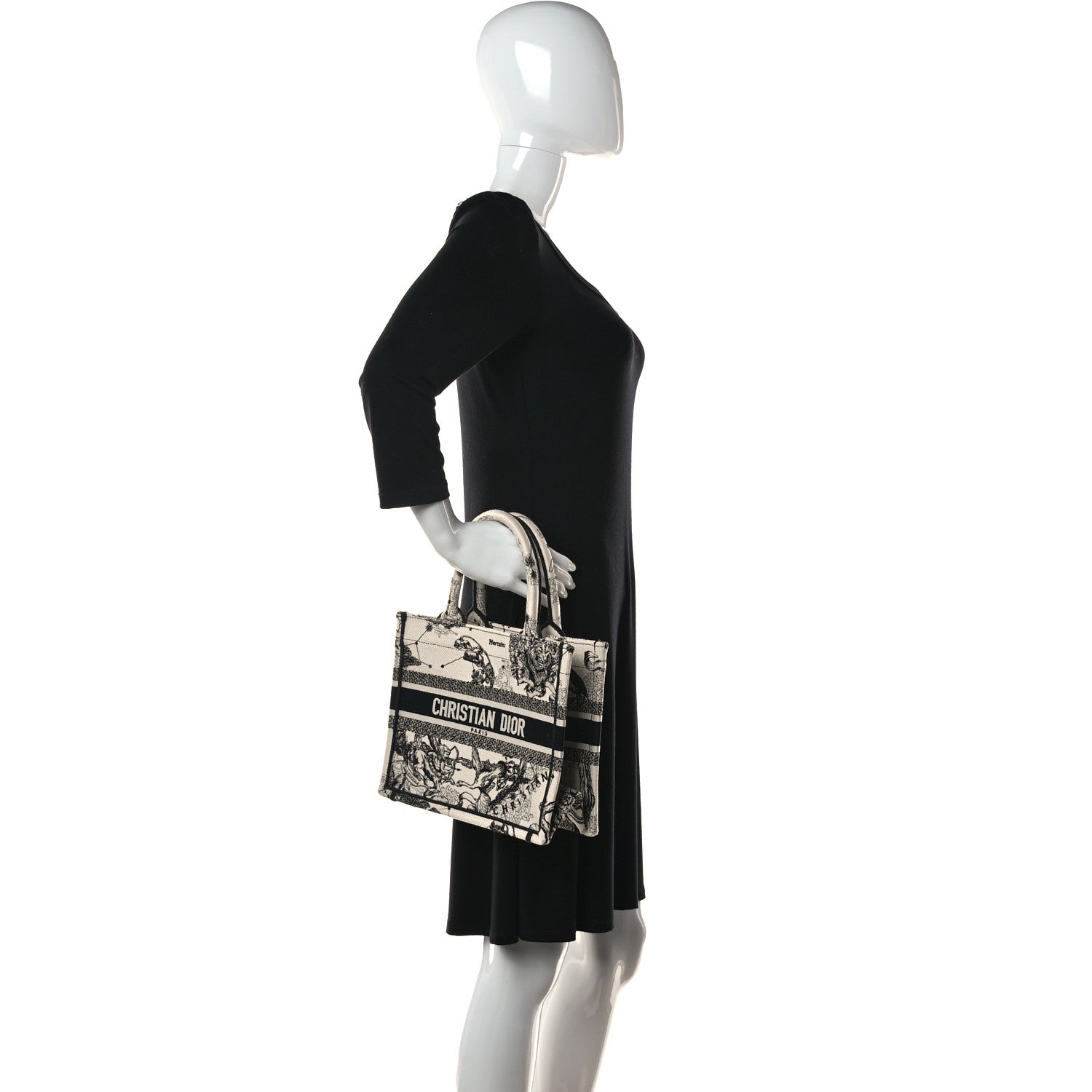 Christian Dior Canvas Embroidered Small Zodiac Toile De Jouy Book Tote Latte 2 of 13