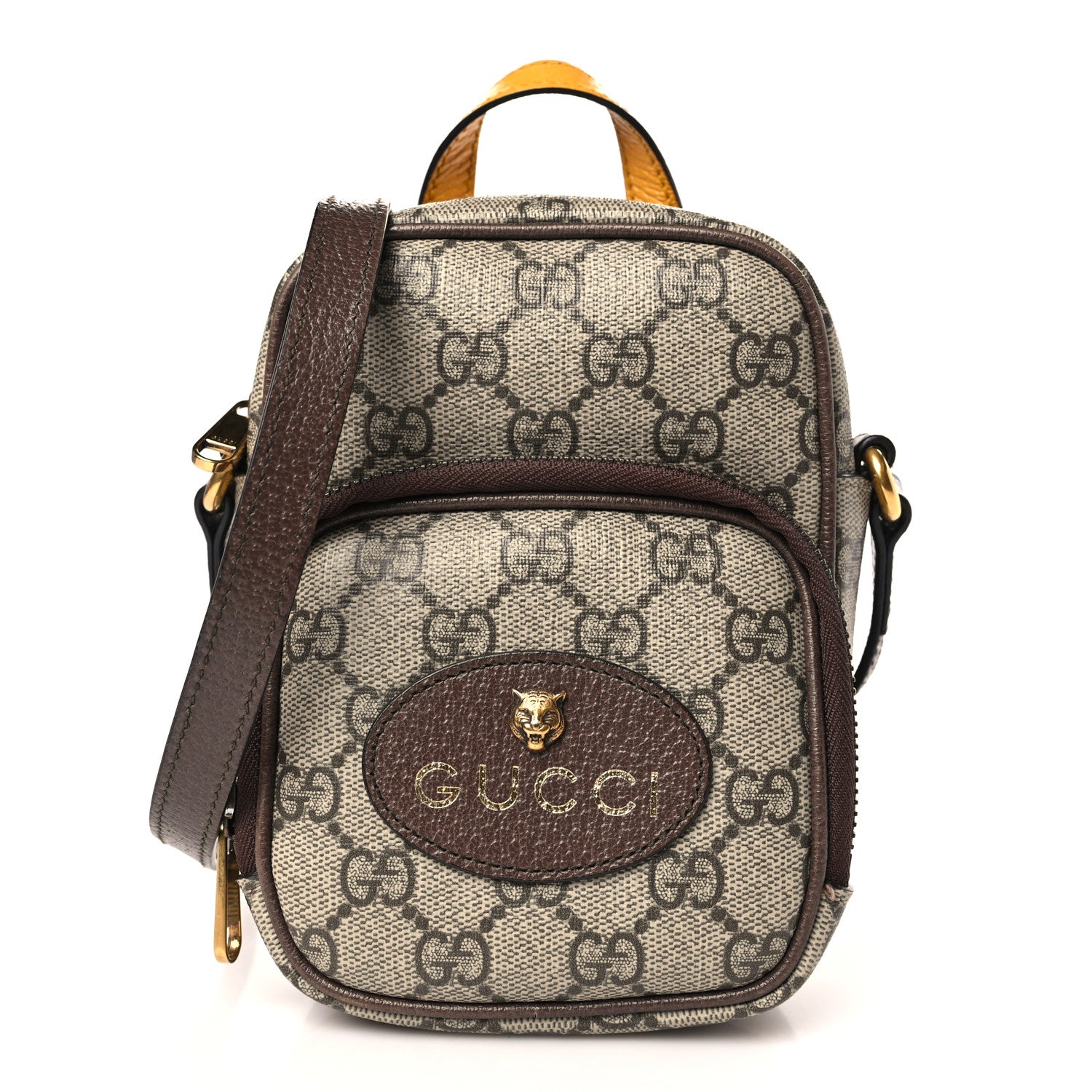 Gucci GG Supreme Monogram Mini Neo Vintage Double Zip Messenger Bag Beige New Acero Crop 1 of 9