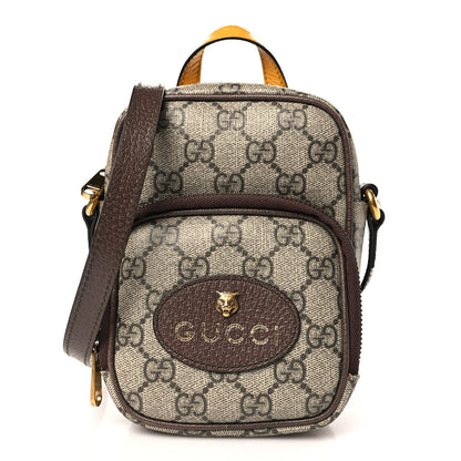 Gucci GG Supreme Monogram Mini Neo Vintage Double Zip Messenger Bag Beige New Acero Crop 1 of 9