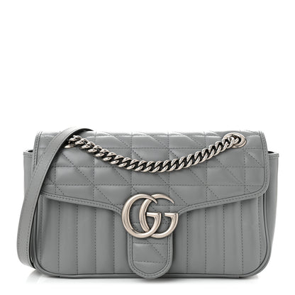 Gucci Calfskin Matelasse Aria Small GG Marmont Shoulder Bag Deep Grey 1 of 10