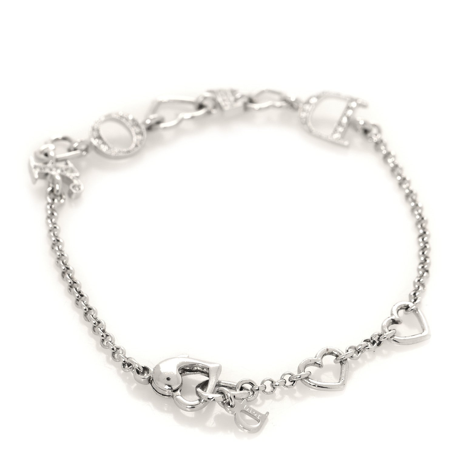 Christian Dior Crystal Heart Bracelet Silver 3 of 4
