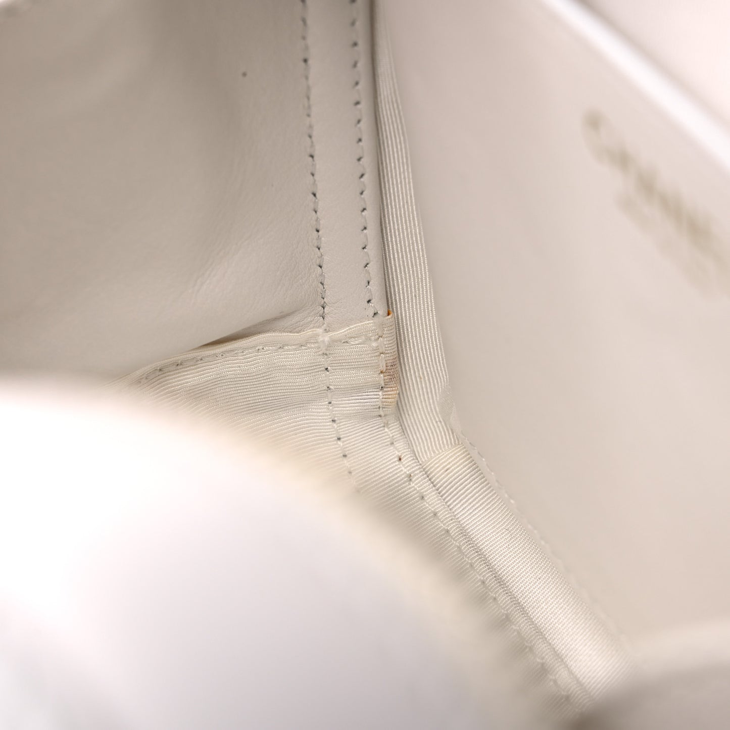 Calfskin Stitched Cube Top Handle Crossbody Bag White