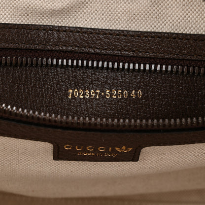 Gucci X ADIDAS Crystal Vintage Monogram Textured Dollar Calfskin Web Trefoil Logo Mini Bowling Bag Mid Natural Nut Off White New Acero 7 of 10