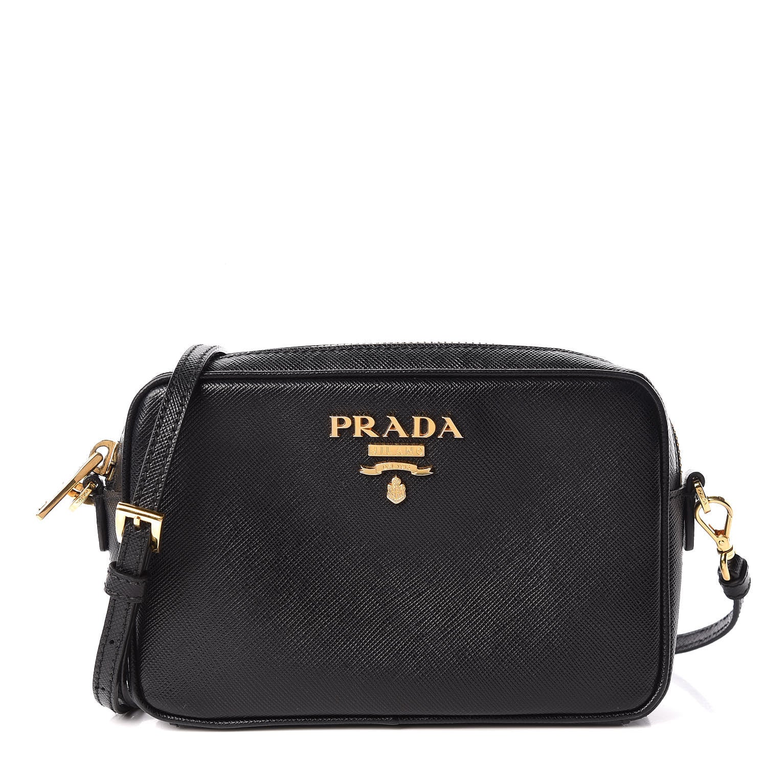 Prada Saffiano Lux Small Camera Crossbody Bag Black 1 of 11
