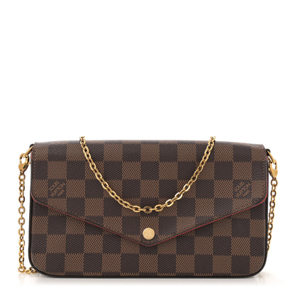 Louis Vuitton Damier Ebene Pochette Felicie Chain Wallet 1 of 12