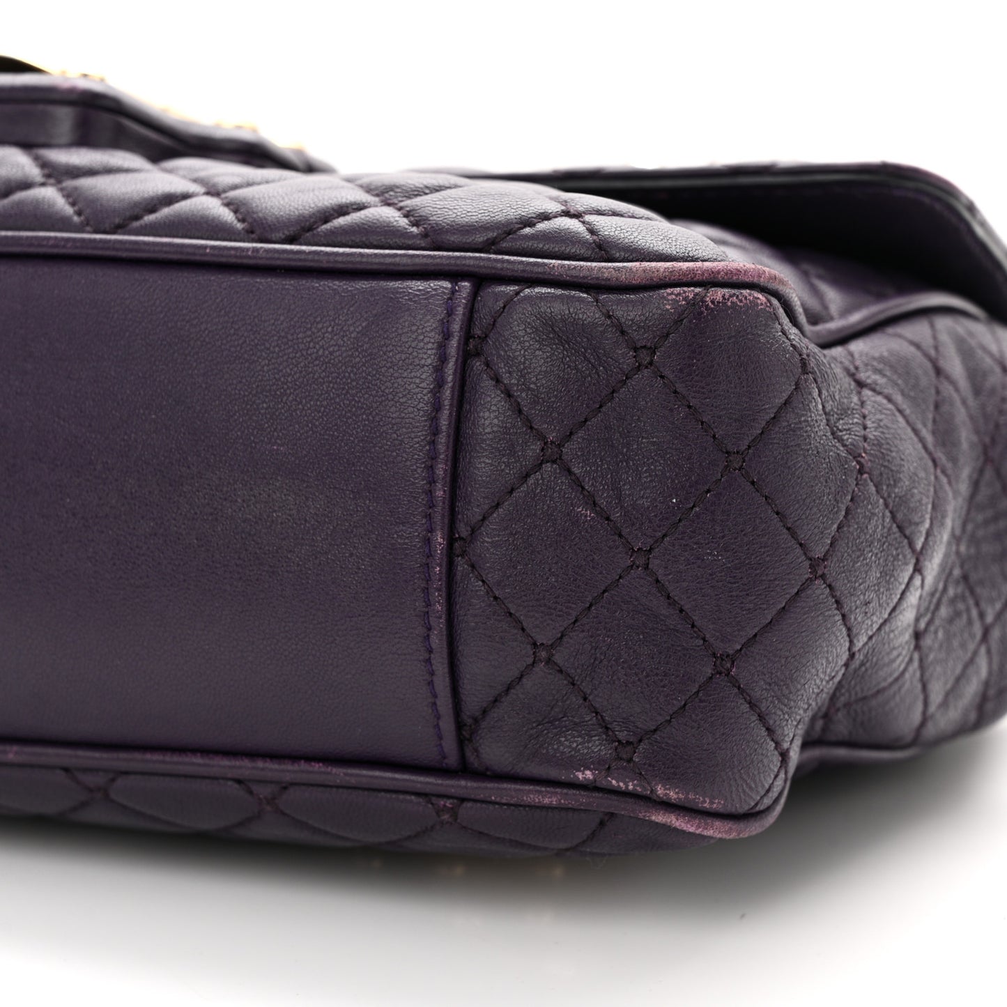 Lambskin Watersnake Embellished Lucia Shoulder Bag Purple