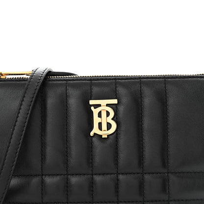 Burberry Lambskin Quilted Lola Double Pouch Crossbody Black 9 of 11