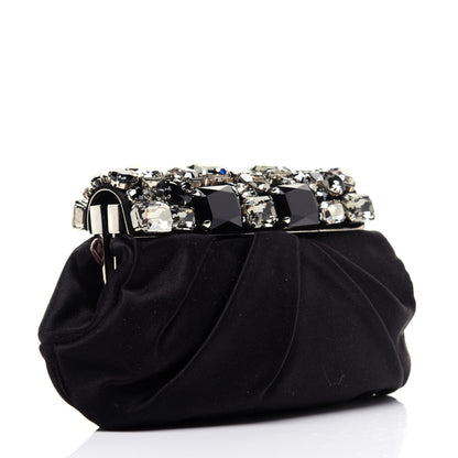 Prada Satin Stones Clutch Black 3 of 12