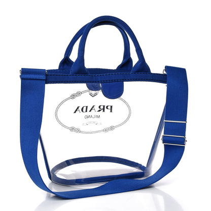 Prada Plexiglass Canapa Small Shopper Tote Cobalto 4 of 9