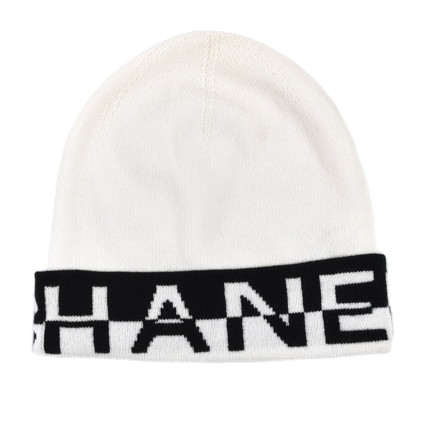 Cashmere Logo Beanie Hat White Black