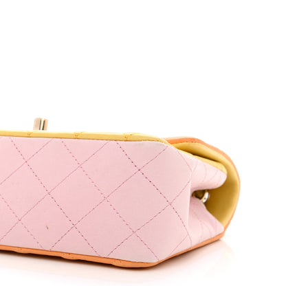 Chanel Lambskin Quilted Tri-color Mini Rectangular Flap Orange Yellow Pink 10 of 10