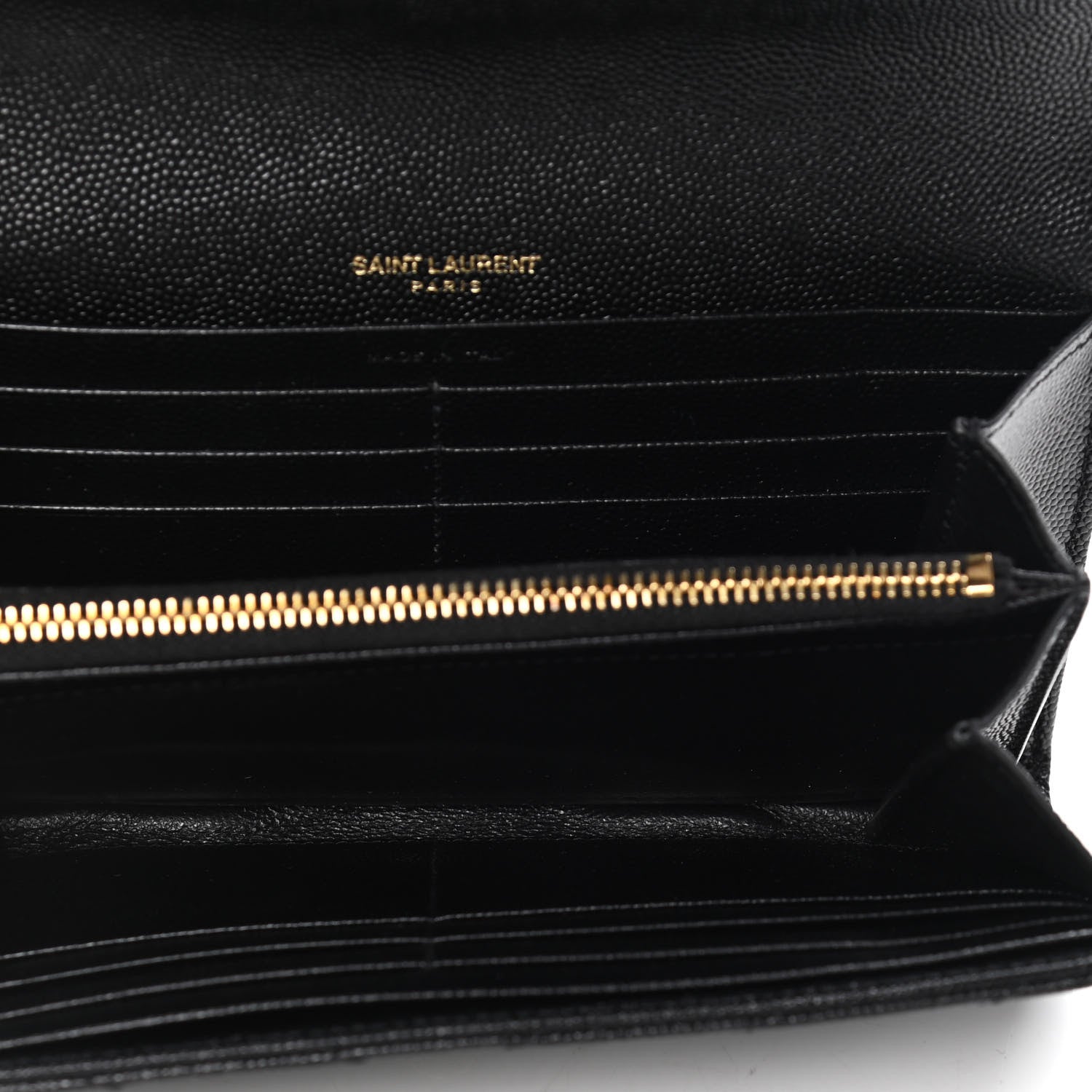Saint Laurent Grain De Poudre Matelasse Chevron Monogram Flap Wallet Black 4 of 5