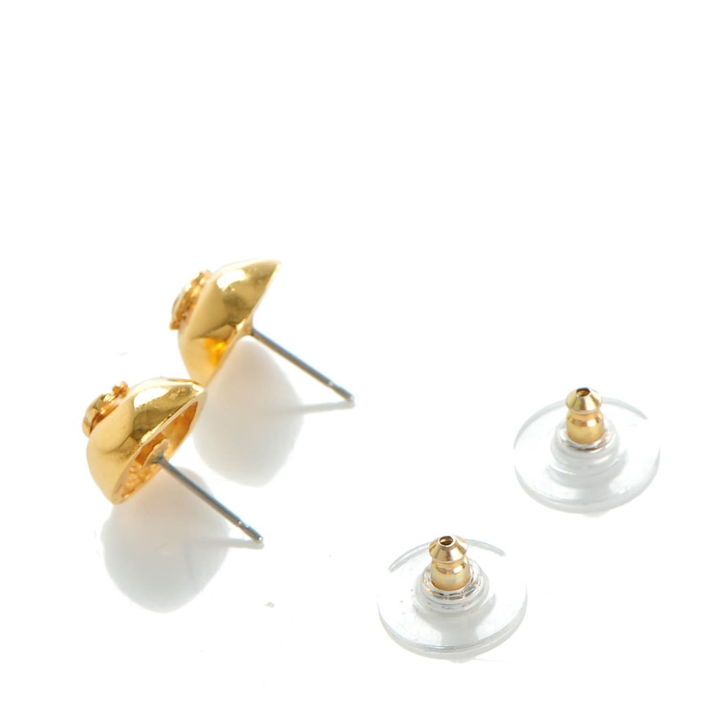 CC Button Earrings Gold