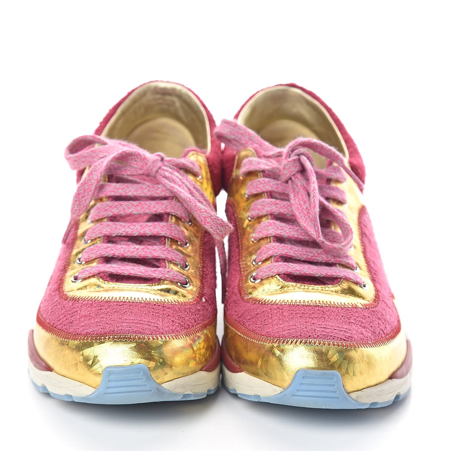 Tweed Suede Calfskin Sneakers 36 Dark Pink