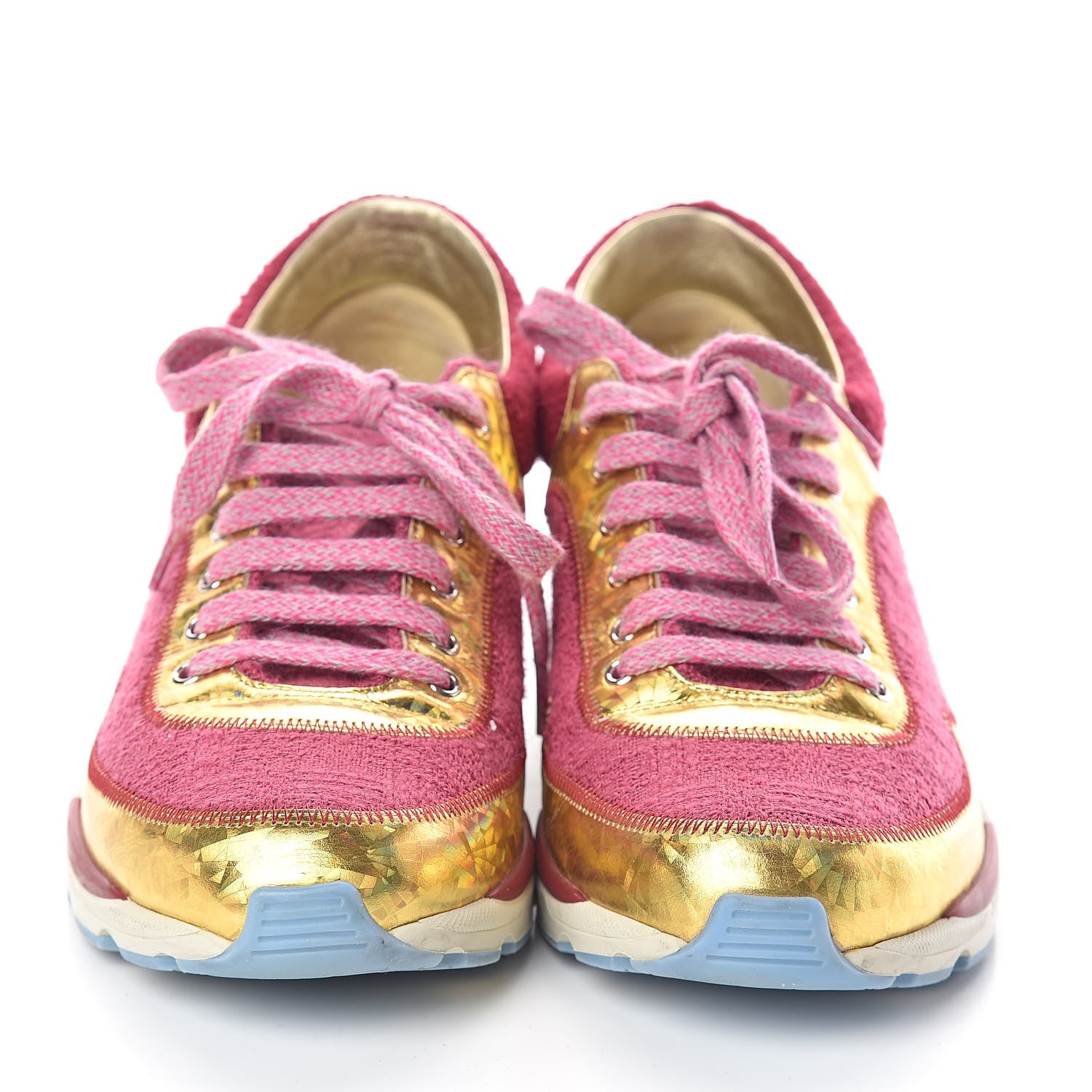 Chanel Tweed Suede Calfskin Sneakers 36 Dark Pink 2 of 8