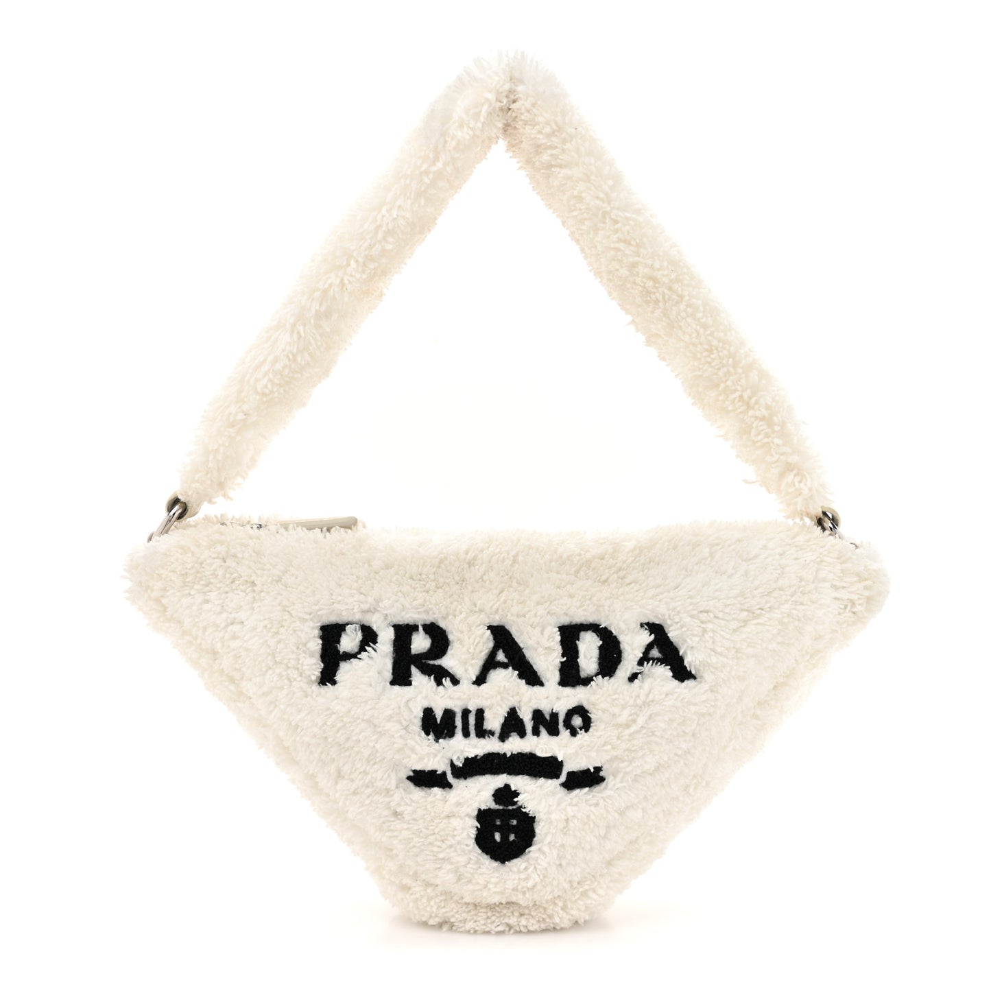 Terry Cloth Triangle Pouch White Black