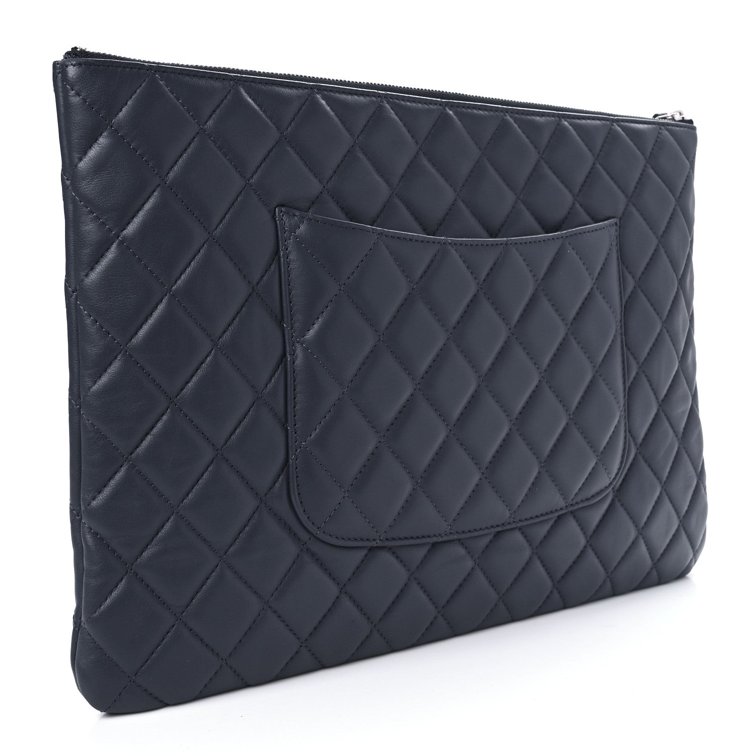 Chanel Lambskin Quilted Large Cosmetic Case Navy 2 of 8