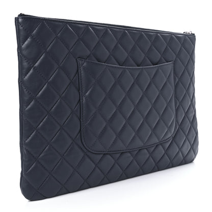 Chanel Lambskin Quilted Large Cosmetic Case Navy 2 of 8
