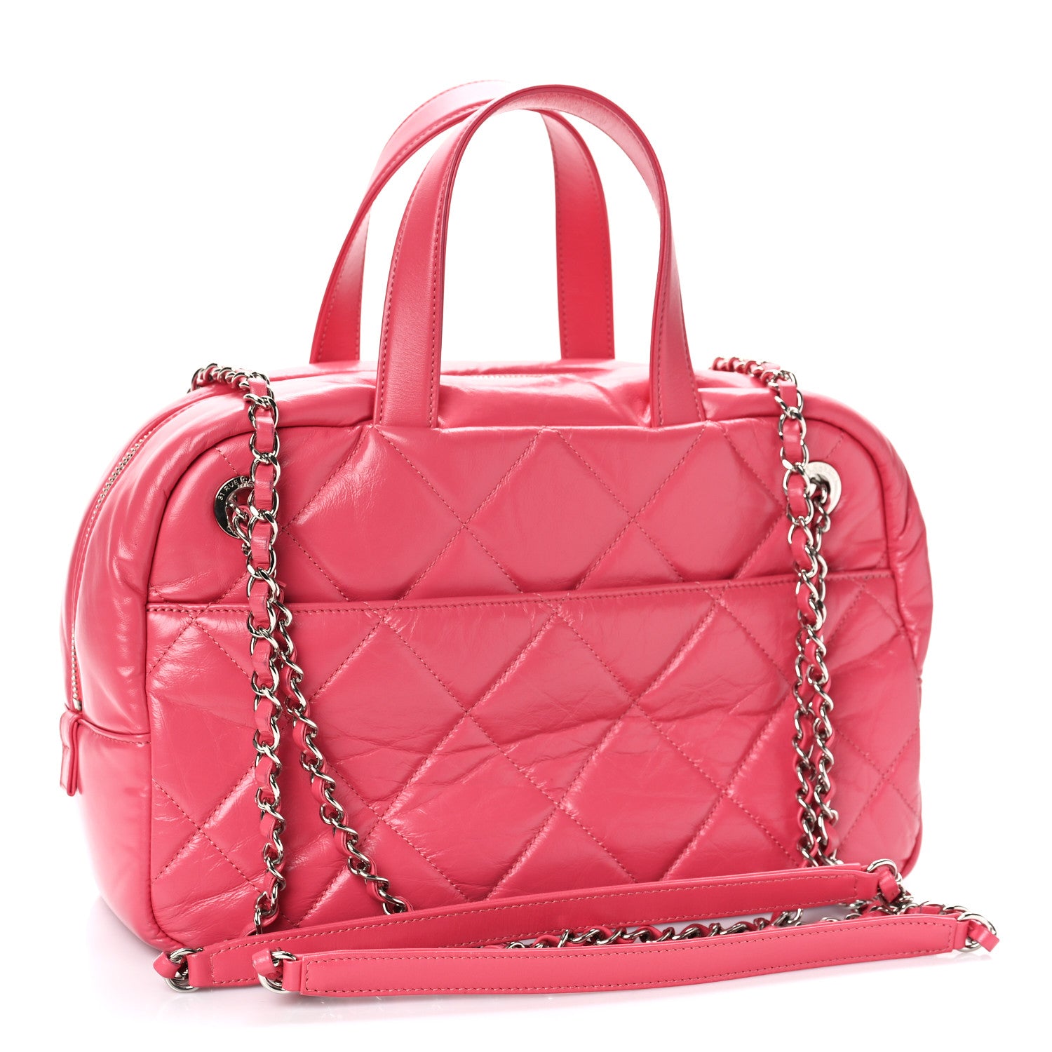 Chanel Aged Calfskin Quilted Small Express Bowling Bag Pink 3 of 9