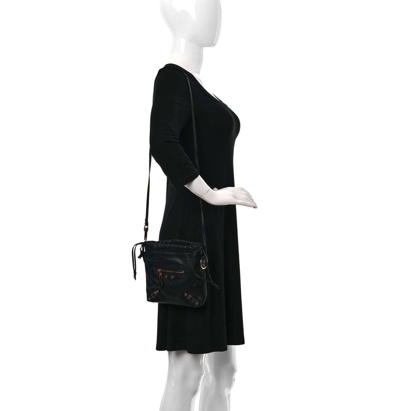 Agneau Giant 12 Rose Gold Hardware Mini Move On Black