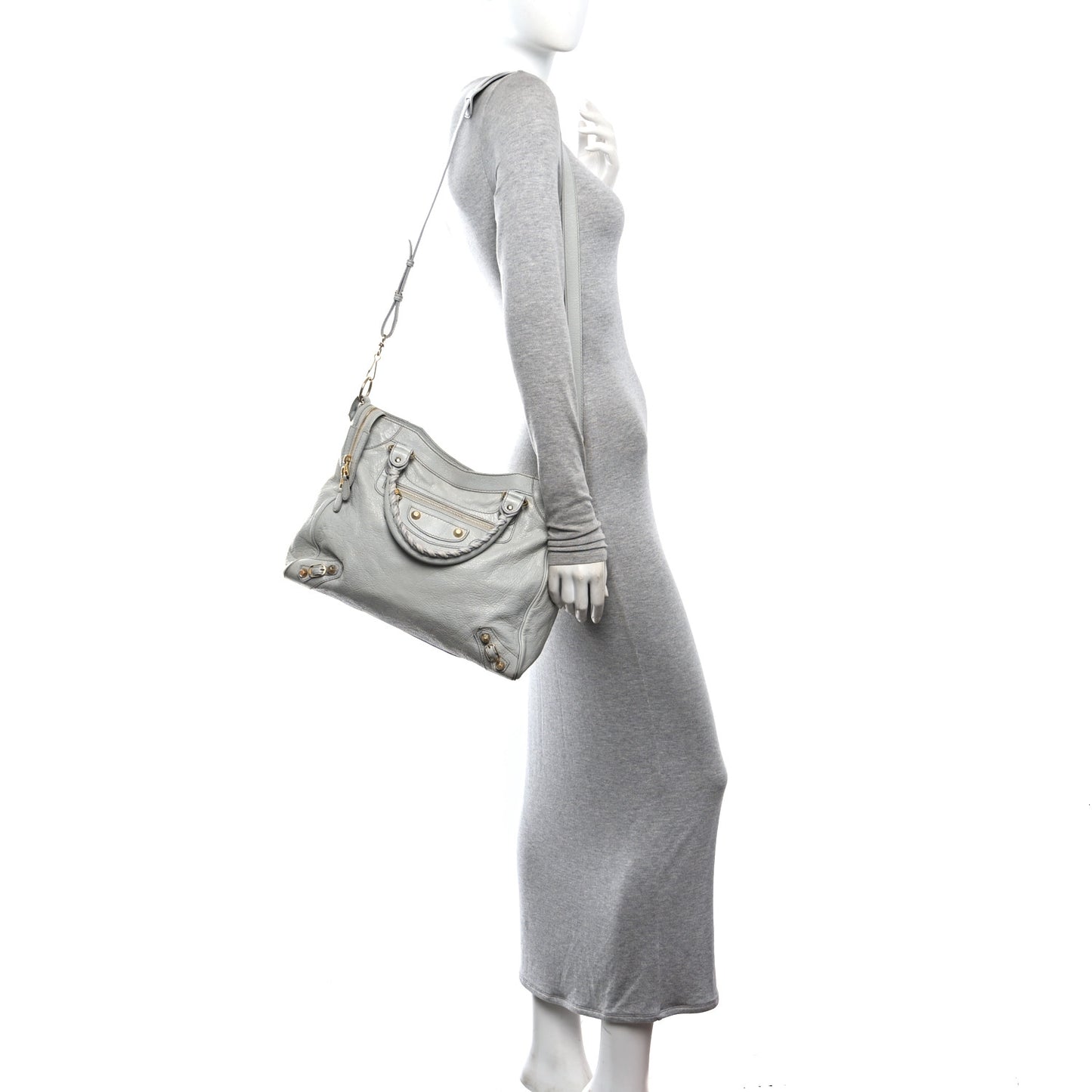 Agneau Giant 12 Gold Hardware Velo Gris Glace