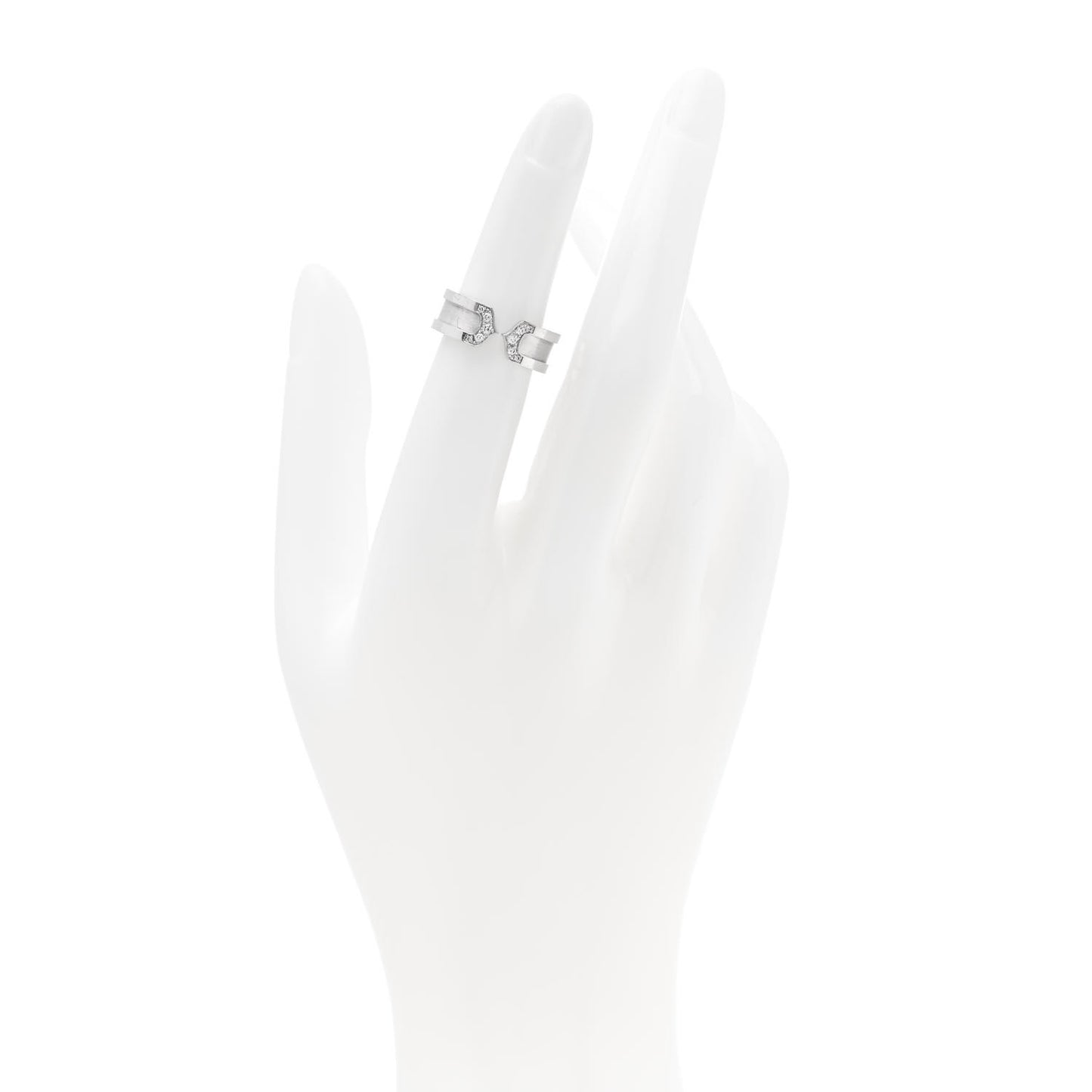 18K White Gold Diamond 6.5mm Logo De Cartier Ring 49 5