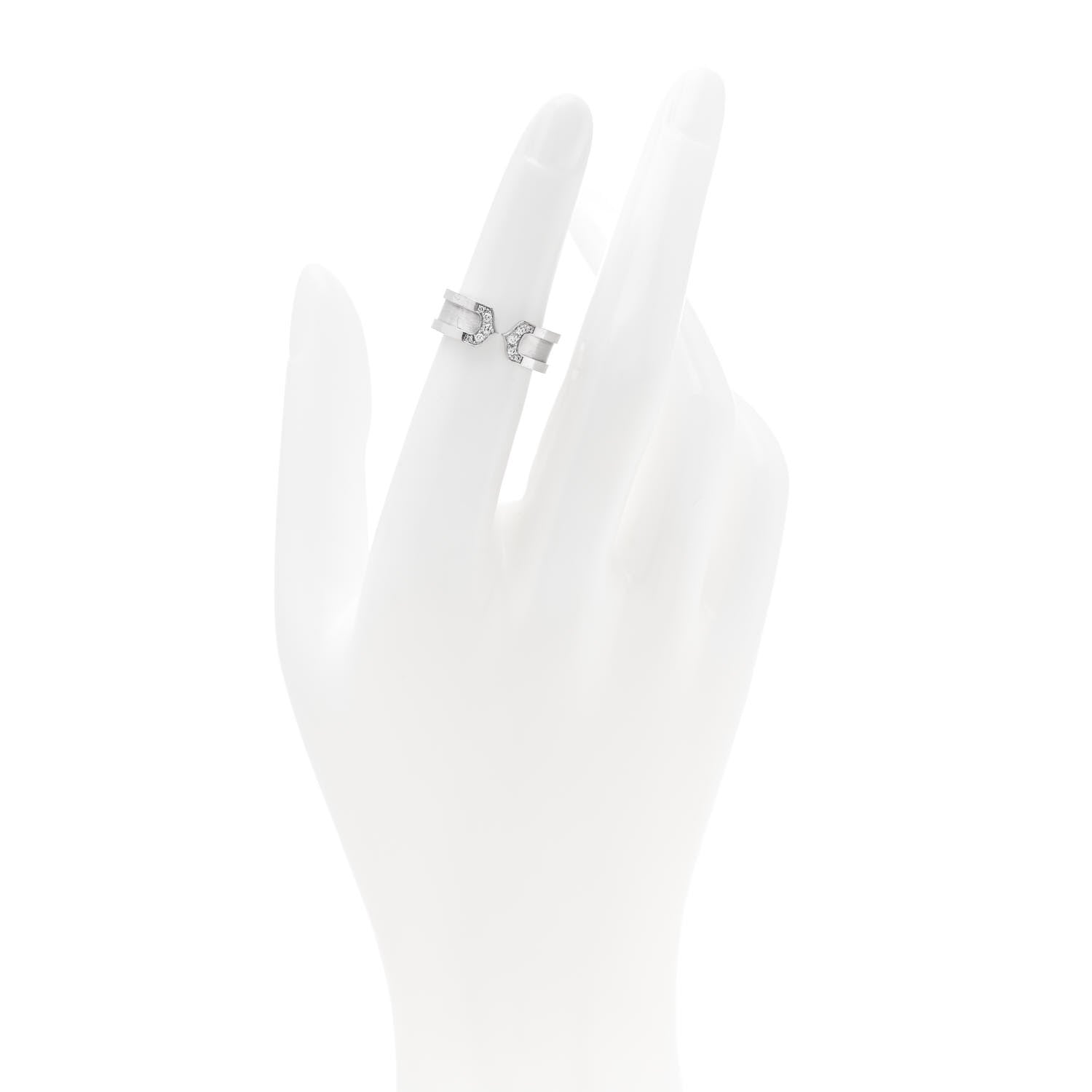 Cartier 18K White Gold Diamond 6.5mm Logo De Cartier Ring 49 5 2 of 6