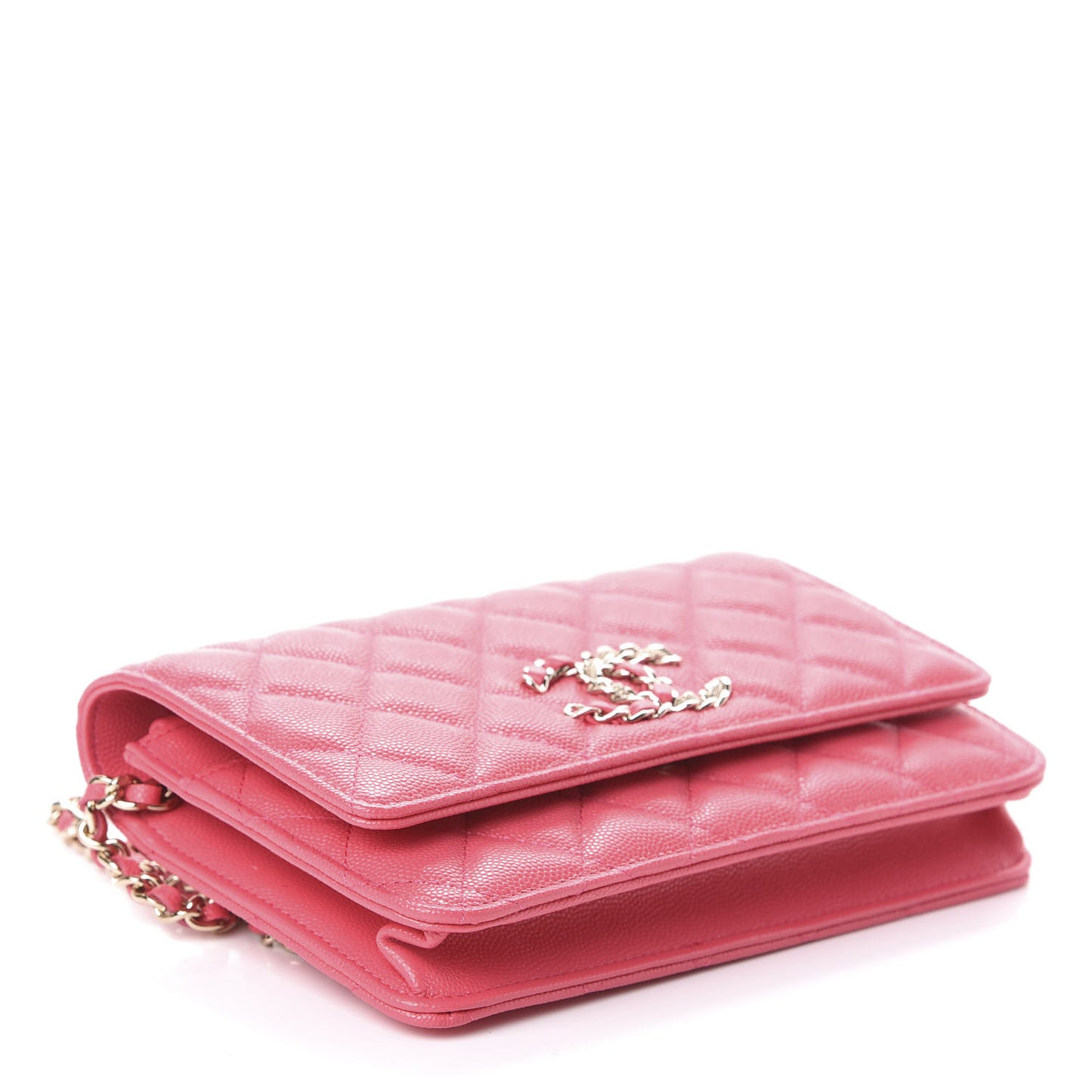 Caviar Quilted French New Wave Chain CC Wallet On Chain WOC Pink