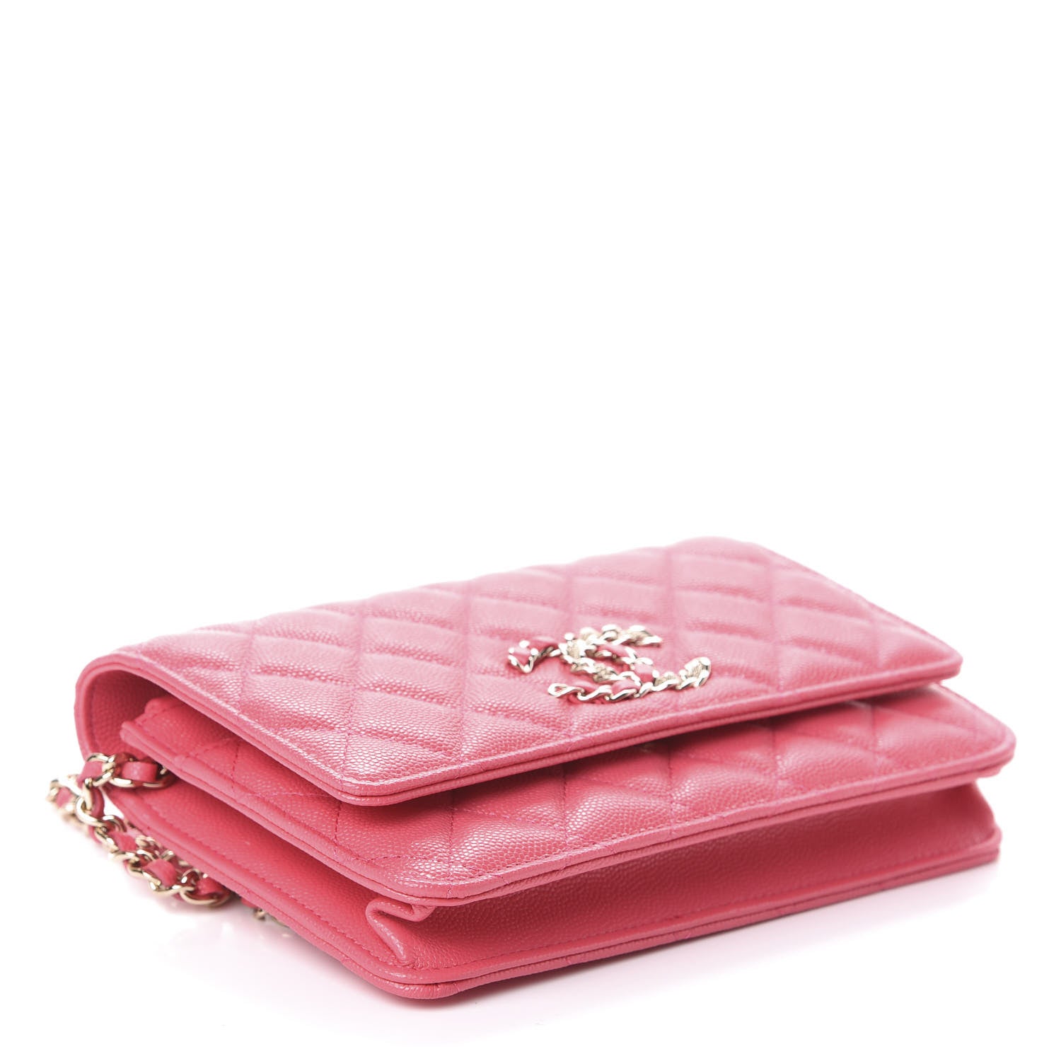 Chanel Caviar Quilted French New Wave Chain CC Wallet On Chain WOC Pink 4 of 9